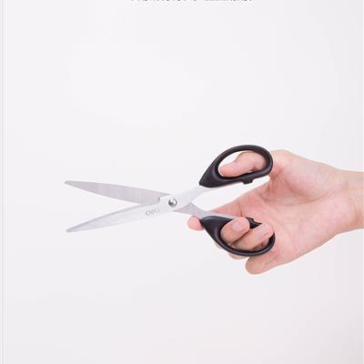 得力(deli)210mm大号办公生活剪刀 黑色6010