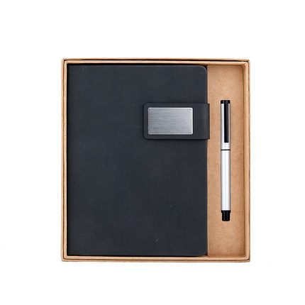 碧茂商务笔记本套装a5可印LOGO 魅力黑+签字笔礼盒装