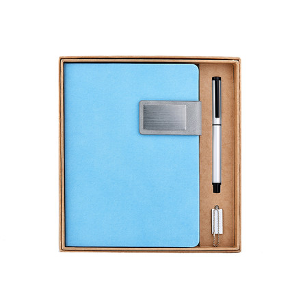 碧茂商务笔记本套装a5可印LOGO 天空蓝+签字笔礼盒装