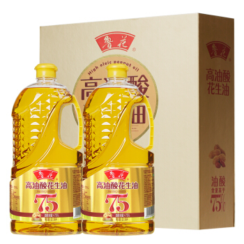 鲁花 食用油物理压榨 高油酸花生油 2.5L*2