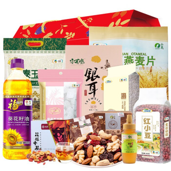 中粮福临门大米礼盒 大米礼盒米面粮油粗粮组合装商品毛重：1.8kg