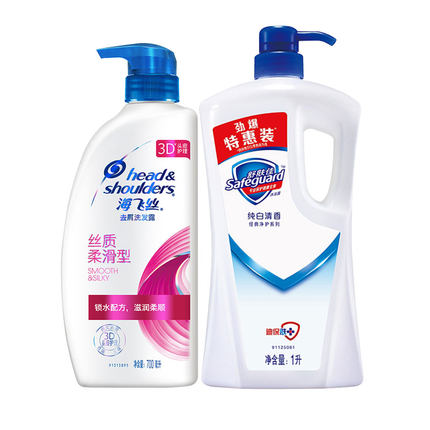 宝洁海飞丝洗发水舒肤佳沐浴露洗发水700ml+沐浴露1L套装