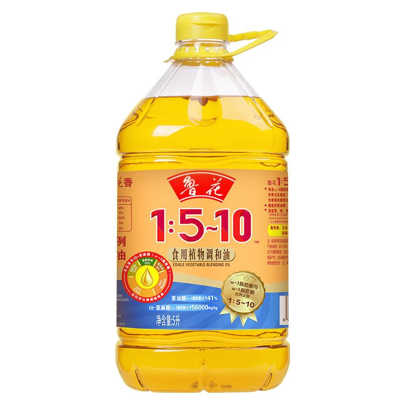 鲁花	食用油亚麻籽葵花仁玉米花生1:5-10食用植物调和油5L添加10%亚麻籽油