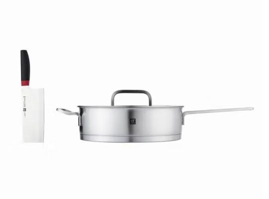 双立人 Zwilling Moment煎炒锅24cm+刀具（套装） T-CJJ683/66607-001-922 2件套