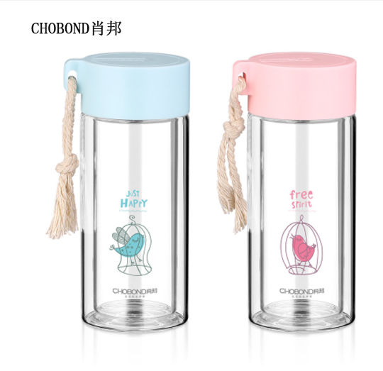 肖邦 水晶杯 CB-S91 双层高硼硅玻璃杯子便携水杯250mL 250ML
