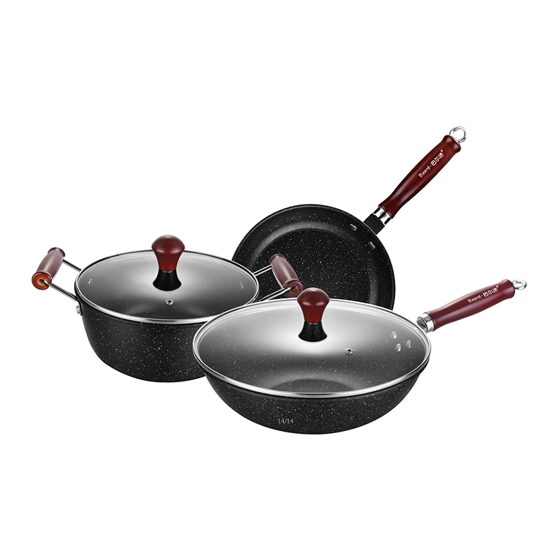 巴尔德慕尼黑麦饭石三件套BT-1003 精铁，炒锅30CM，汤锅24CM，煎锅24CM