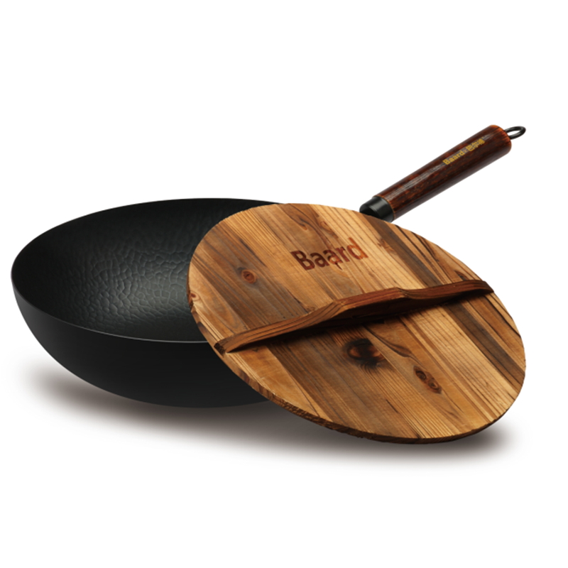 巴尔德 臻享典藏捶打老铁锅（原木盖）BC-022 精铁，直径32CM