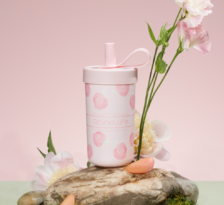 独角犀Rhinolife 元气随行吸管杯 粉桃桃 375mL