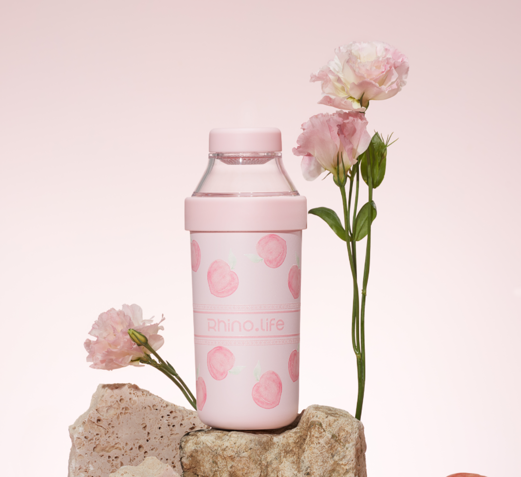 独角犀Rhinolife 【花期如梦】系列  茶水分离杯 粉桃桃 400ML