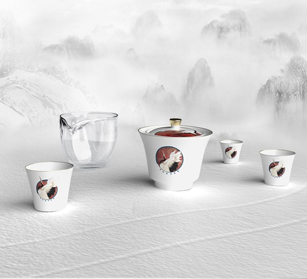 风雅旅行茶具套装（云鹤） 高温陶瓷+高硼硅+EVA
