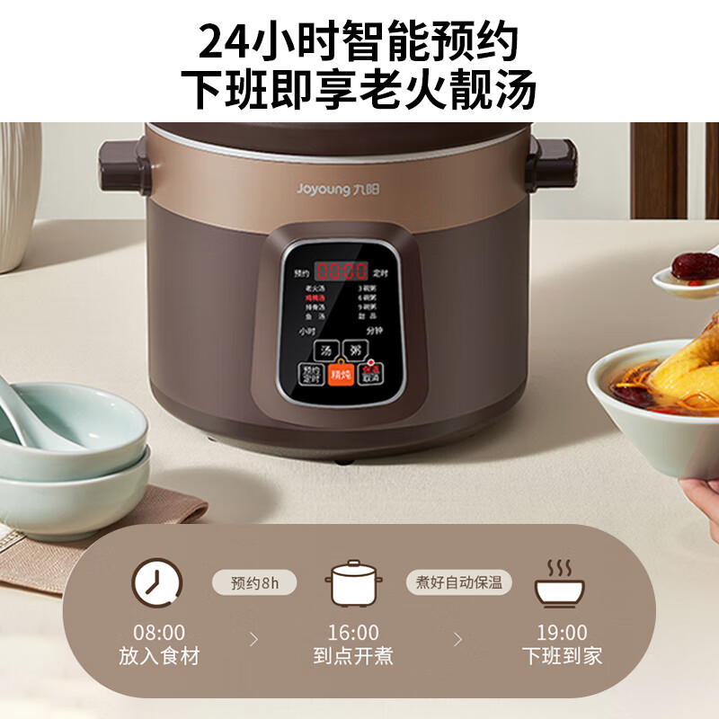 九阳（Joyoung）电炖锅电炖盅5L大容量紫砂 预约电砂锅大功率 陶瓷煮粥煲汤锅